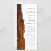Gebrande Sinaasappel Gold Agate Wedding Program (Voorkant)