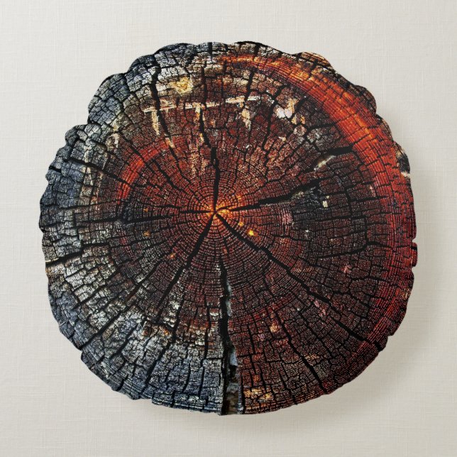  gebrande verouderde ring van verouderde houtringe rond kussen (Voorkant)