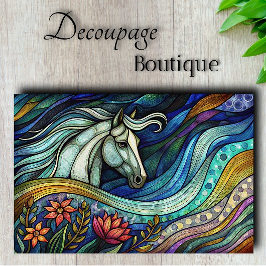 Gebrandglasd Paard Abstract Decoupage Tissuepapier