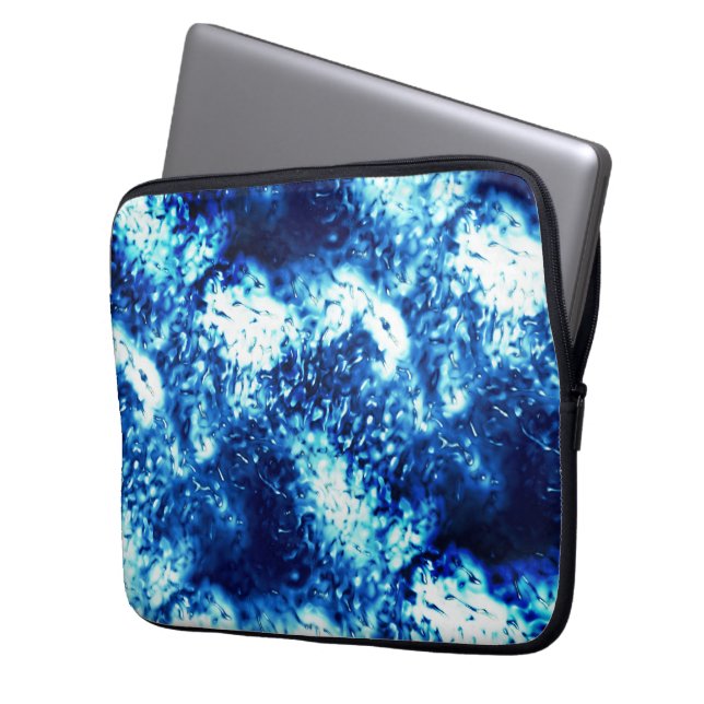 Gebrandmerkt flitsend blauw lijkt op matglas  laptop sleeve (Voorkant Links)