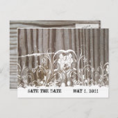 Gebrandmerkt Hout Sla de Datum op Aankondigingskaart (Voorkant / Achterkant)