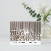 Gebrandmerkt Hout Sla de Datum op Aankondigingskaart (Staand voorkant)