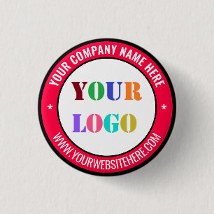 Gebrandmerkt Logo en Tekst Promotieknop Voorbeeld Ronde Button 3,2 Cm