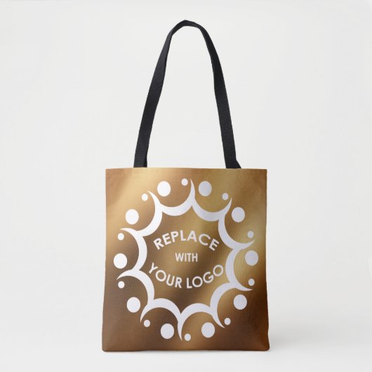 Gebrandmerkt met uw Logo Over Smooth Faux Gold Tote Bag (Voorkant)