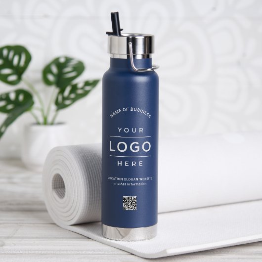 Gebrandmerkt Navy Logo QR Code Welzijn Waterfles (Yoga)