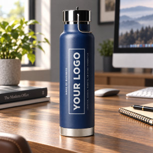 Gebrandmerkt Navy Verticaal Logo Hydratatie Waterfles