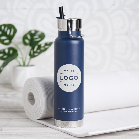 Gebrandmerkt Navy Witte Cirkel Logo Waterfles (Yoga)