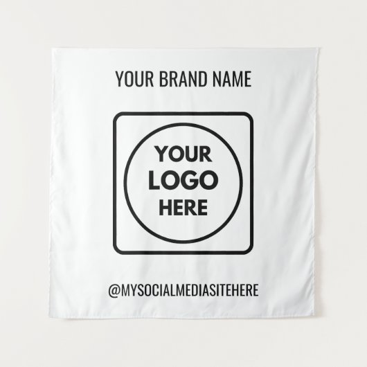 Gebrandmerkt Zakelijk Logo Tekst Promotioneel Muur Wandkleed (Voorkant)