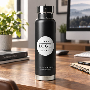 Gebrandmerkt Zwart Wit Cirkel Logo Waterfles
