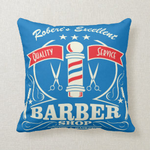 Gebrandmerkte Barbershop Scheerbeurt en Knipbeurt Kussen