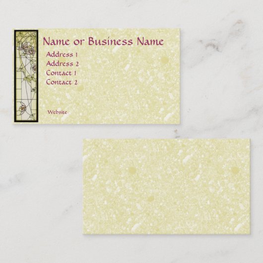 Gebrandmerkte glazen visitekaartje met bloemen (Voorkant / Achterkant)