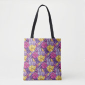 Gebrandschilderd Abstract Paars Geel Roze Tote Bag (Voorkant)