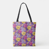Gebrandschilderd Abstract Paars Geel Roze Tote Bag (Achterkant)