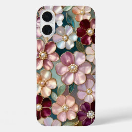 Gebrandschilderd Bloem iPhone Hoesje Burgundy Roze