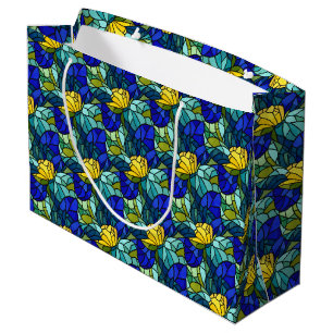 Gebrandschilderd Glas Abstract Groen Blauw Geel Groot Cadeauzakje
