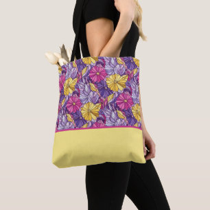 Gebrandschilderd Glas Abstract Paars Geel Roze Tote Bag
