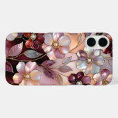 Gebrandschilderd Glas Bloem iPhone Hoes Roze Bourg (Achterkant (horizontaal))