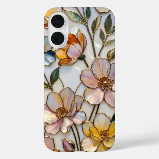 Gebrandschilderd Glas Bloem iPhone Hoes Warm Paste (Achterkant)