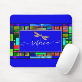 Gebrandschilderd glas en libel gepersonaliseerde m muismat (Met muis)