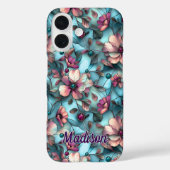 Gebrandschilderd glas paarsblauwe bloem Case-Mate iPhone case (Achterkant)