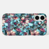 Gebrandschilderd glas paarsblauwe bloem Case-Mate iPhone case (Achterkant (horizontaal))