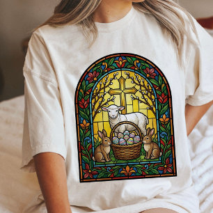 Gebrandschilderd Glas Paaslam Konijnen Raam Tri-Blend Shirt