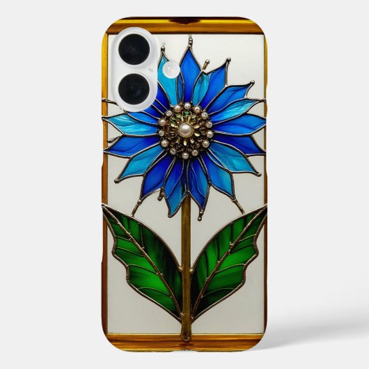 Gebrandschilderd glas paneel met levendige bloem Case-Mate iPhone case (Achterkant)
