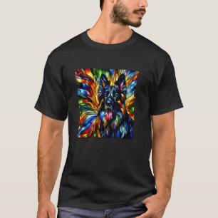 Gebrandschilderd Glas Schattig Zwart Duitse Herder T-shirt