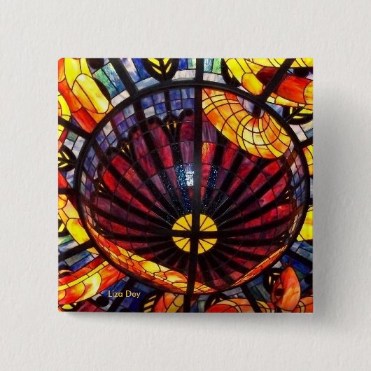 'Gebrandschilderd Glas' Vierkante Knop Button 5,1 Cm (Voorkant)