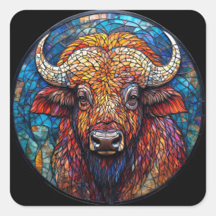 Gebrandschilderd glaswerk uit Buffalo Vierkante Sticker