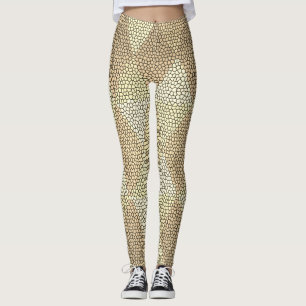 Gebrandschilderd goud diamantpatroon leggings
