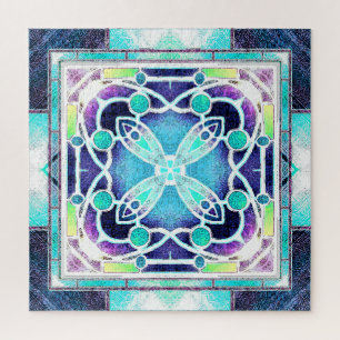 Gebrandschilderd Kathedraalraam in Marineblauw en  Legpuzzel