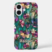 Gebrandschilderd paars bloemmotief Case-Mate iPhone case (Achterkant)