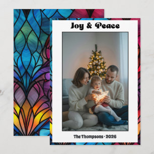 Gebrandschilderd Raam Vreugde & Vrede Kerst Foto Feestdagenkaart