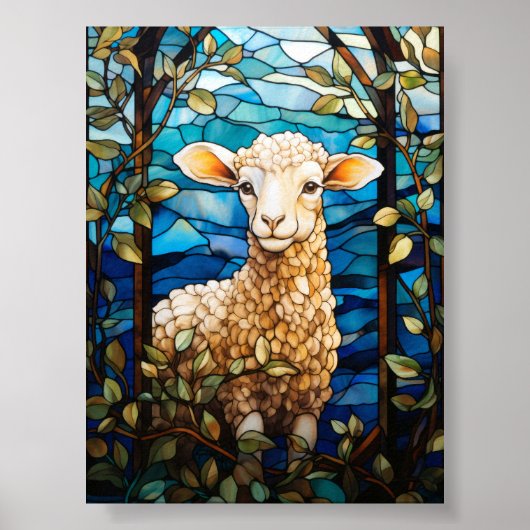 Gebrandschilderd Zoet Lam Lentewei Raam Poster (Voorkant)
