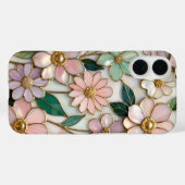 Gebrandschilderde Bloem iPhone Hoes Roze Pastel (Achterkant (horizontaal))