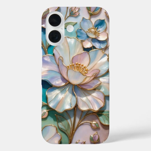 Gebrandschilderde bloem iPhone hoesje pastel luxe (Achterkant)