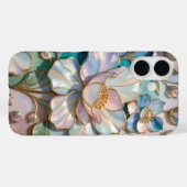 Gebrandschilderde bloem iPhone hoesje pastel luxe (Achterkant (horizontaal))