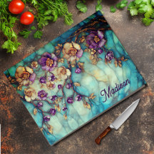 Gebrandschilderde bloemen blauw paars