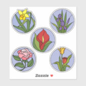 Gebrandschilderde Bloemen Sticker (Vel)