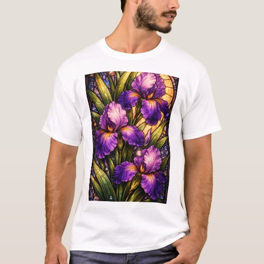 Gebrandschilderde bloemen t-shirt (Voorkant)