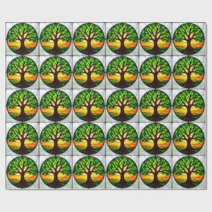 Gebrandschilderde Boom des Levens Cadeaupapier