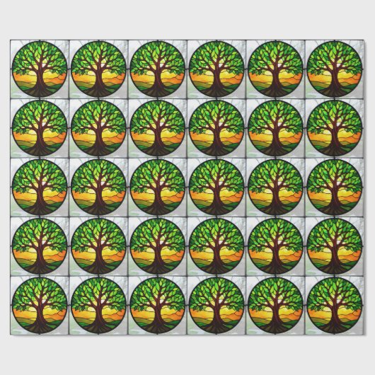 Gebrandschilderde Boom des Levens Cadeaupapier (Vlak)