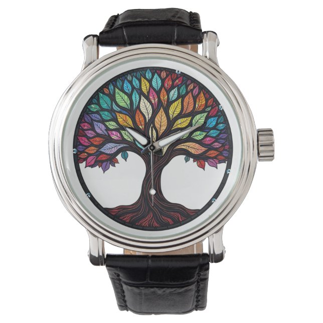 Gebrandschilderde Boom des Levens Horloge (Voorkant)