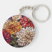 Gebrandschilderde Dahlia Sleutelhanger (Achterkant)