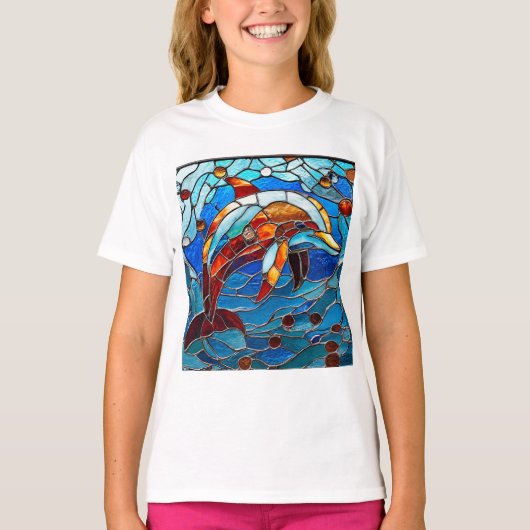 Gebrandschilderde dolfijn t-shirt (Voorkant)