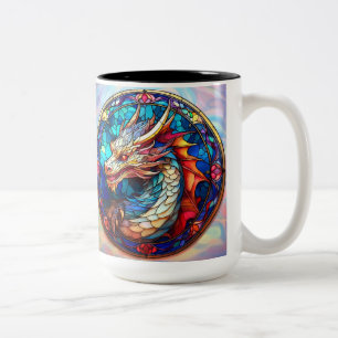 Gebrandschilderde Glas Draak Rechtshandige Drinker Tweekleurige Koffiemok