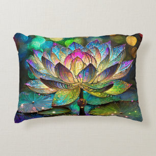 Gebrandschilderde Glas Levendige Lotus Bloem Accent Kussen
