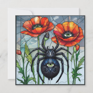 Gebrandschilderde Glas Spin Poppy Bloemen Alziend Kaart