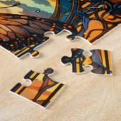  gebrandschilderde glasstijl vlinder legpuzzel (Zijkant)